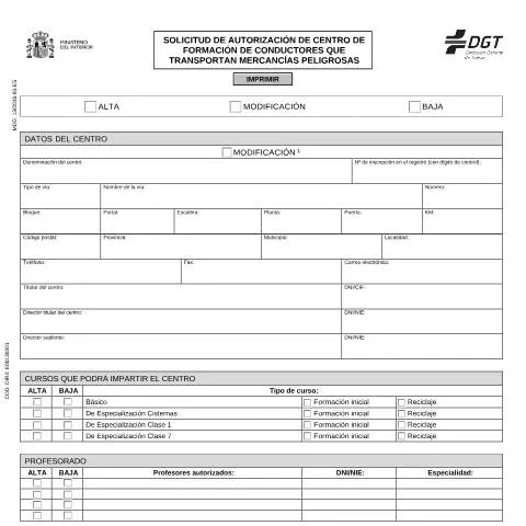 Vista previa del documento Modelo 13: Clave en la Formación de Conductores de Mercancías — Trámites administrativos (CERFA n°13)