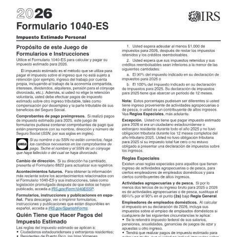 Document preview: Unlocking the Benefits of IRS Form 1040-ES for Taxpayers — Government & admin (CERFA n°1040ESS)