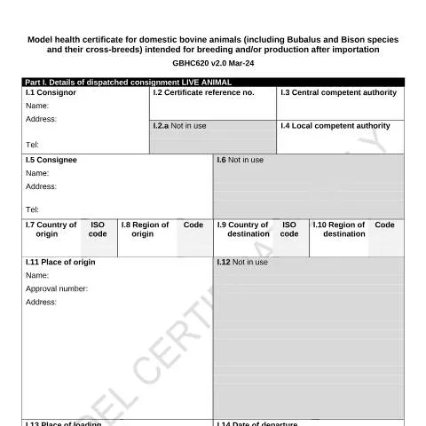 Document preview: Understanding the Bovine Model Health Certificate — Government & admin