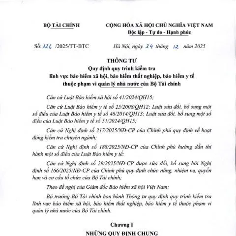 Document preview: Thông Tư 126/2025/TT-BTC: Quy Trình Kiểm Tra Bảo Hiểm Xã Hội, Thất — Thuế & tài chính (CERFA n°126/2025/TT-BTC)