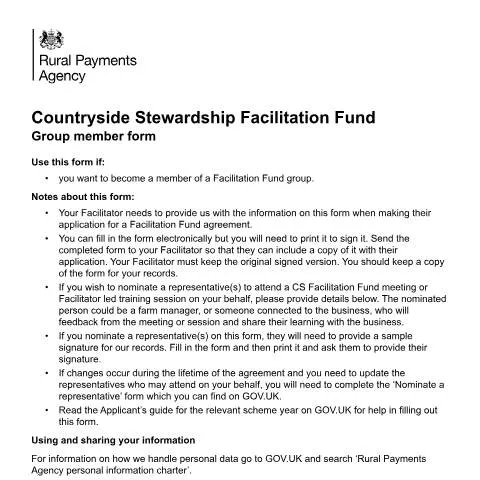 Document preview: Understanding the Group Member Form for Facilitation Fund — Government & admin