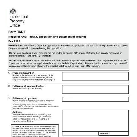 Document preview: Fast Track Trademark Opposition: Protecting Your Rights with TM7F — Government & admin