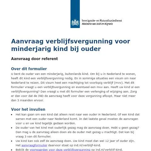 Documentvoorvertoning: Verblijfsvergunning aanvragen voor uw minderjarig kind — Immigratie & visa (CERFA n°B07004)