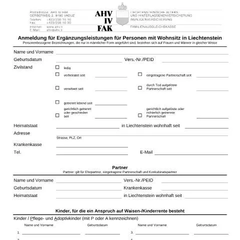 Dokumentvorschau: Wichtige Informationen zur Anmeldung von Ergänzungsleistungen in — Sozialleistungen (CERFA n°AHV-IV-FAK-FORM-5-01--Anmeldung_EL_Inland)