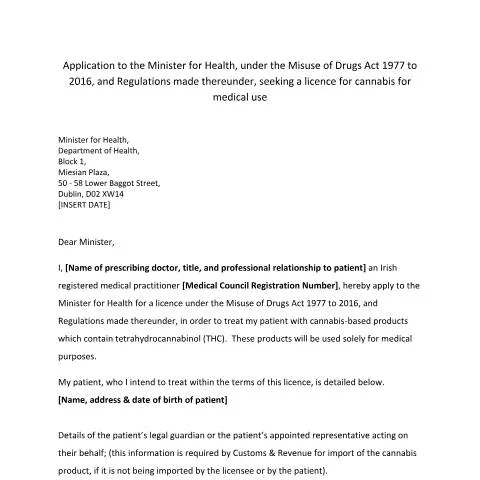 Document preview: Understanding the Medical Cannabis Licence Application in Ireland — Health