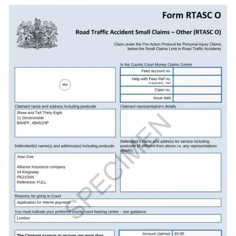Document preview: Filing Small Claims for Road Traffic Accidents with RTASC O — Legal & justice (RTASC O)