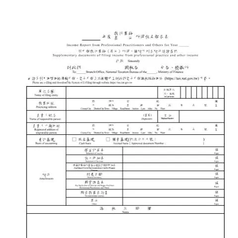 Document preview: 執行業務暨其他所得收支報告表的填寫指南 — Taxes (CERFA n°空白書表(中英文並列))