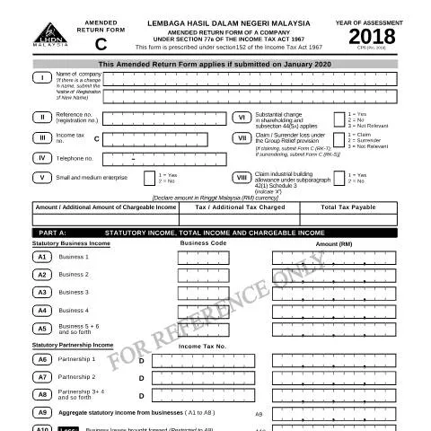 Document preview: Peranan Penting Borang Amended Return Form C 2018 dalam Percukaian — Perniagaan & profesional