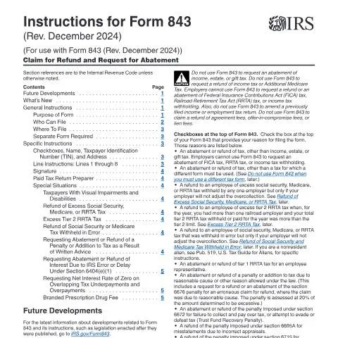 Document preview: Navigate IRS Form 843 Instructions with Confidence — Taxes (CERFA n°INST-843)