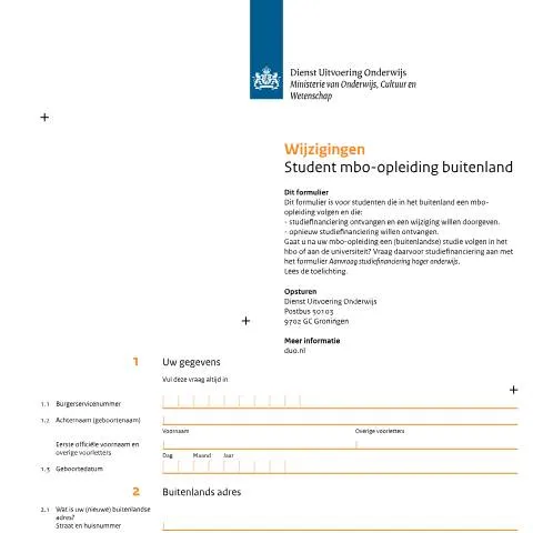 Documentvoorvertoning: Belang van het formulier 'Wijzigingen student mbo buitenland' — Overheid & administratie