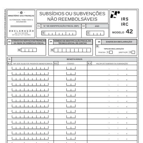 Pré-visualização do documento Guia Completo sobre o Modelo 42 para Subsídios — Impostos (CERFA n°Modelo 42)