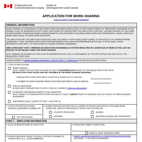 Document preview: Navigating the Work-Sharing Agreement Application Process — Work & employment (CERFA n°EMP5100)