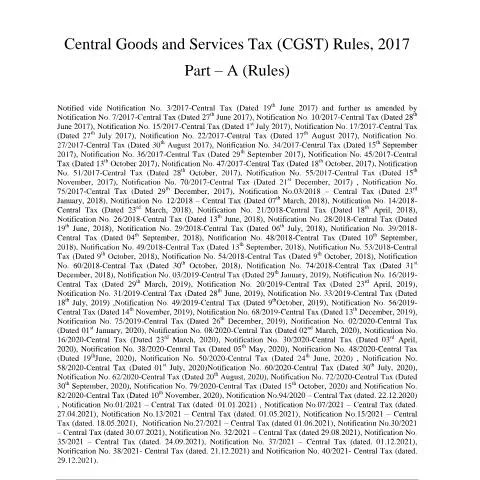 Document preview: Comprehensive Guide to Amended 01012022 CGST Rules 2017 Part A — Taxes (CERFA n°amended-01012022-CGST-Rules-2017-Part-A)