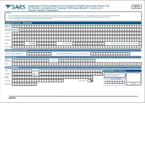 Document preview: Understanding South Africa's Non-Resident Tax Relief Process — Taxes (CERFA n°RST01)