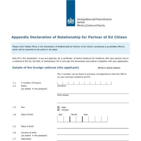 Documentvoorvertoning: Belang van de Bijlage Verklaring Relatie voor EU-Burger Partners — Gezin (CERFA n°7660)