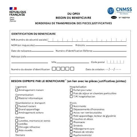 Aperçu du document Bordereau de transmission DU OPEX : mode d'emploi du formulaire — Démarches administratives (CERFA n°14821*04)