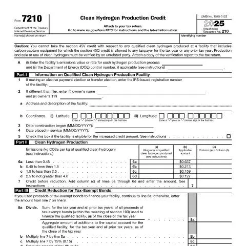 Document preview: Maximize Your Clean Hydrogen Production with IRS Form 7210 — Taxes (CERFA n°7210)