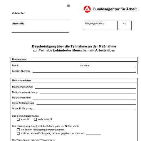 Dokumentvorschau: Die Bedeutung der Teilnahmebescheinigung für Menschen mit — Behörden & Verwaltung (CERFA n°teilnahmebescheinigung_ba022045)