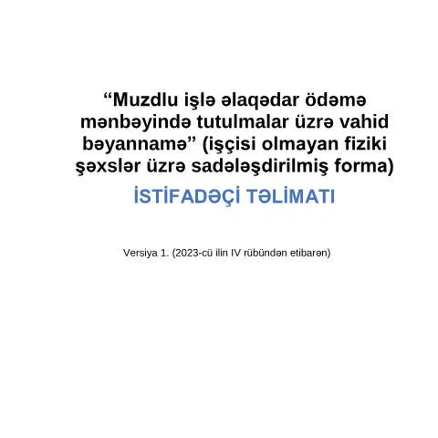 Document preview: Muzdlu işlə bağlı ödəmə mənbəyində tutulmalar üzrə bəyannamə — Vergilər & maliyyə (CERFA n°VB2023)