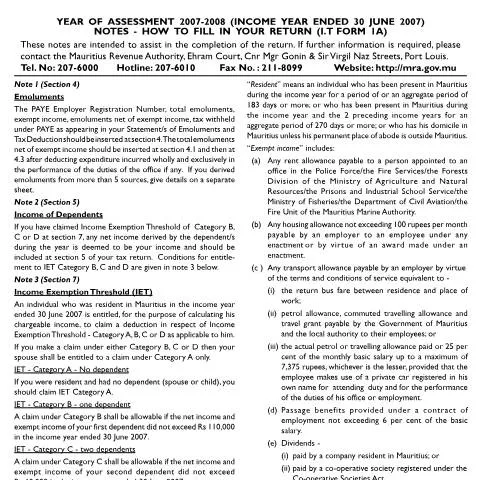 Document preview: Understanding the Return 1A Form for Tax Obligations — Taxes (Return1ANotes0708)