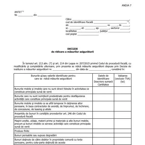Document preview: Importanța Deciziei OPANAF 2546/2016 în fiscalitate — Impozite & fiscalitate (CERFA n°A7_OPANAF_2546_2016)