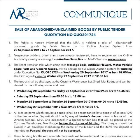 Document preview: Navigating the Sale of Unclaimed Goods: A Detailed Guide — Government & admin (CommuniqueQ24of2017)
