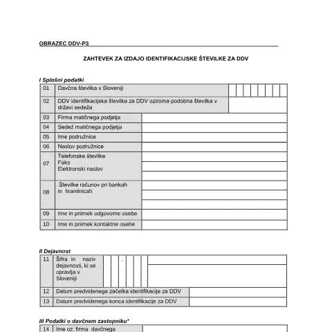 Document preview: Kako oddati Zahtevek za DDV-P3 za tujce — Davki & obdavčitev (CERFA n°DDV-P3)