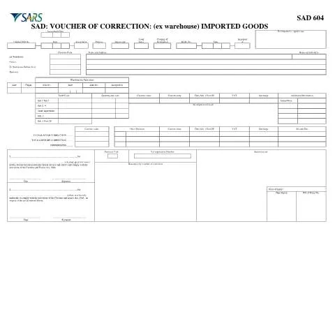 Document preview: Understanding the SAD 604 Voucher for Import Corrections — Government & admin (CERFA n°SAD 604)
