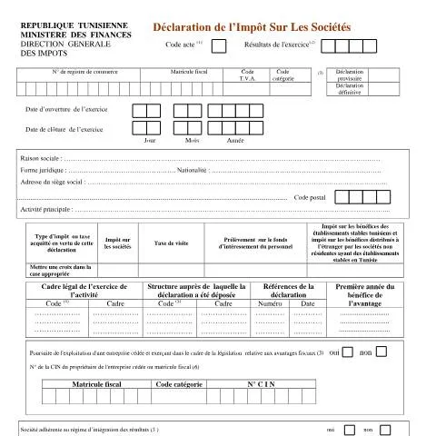 Aperçu du document Importance de la Déclaration de l'IS en Tunisie — Démarches administratives