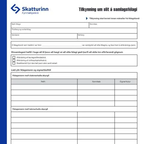 Document preview: Skrefin við slit á samlagsfélagi — Stjórnsýsla (CERFA n°RSK 17.53)