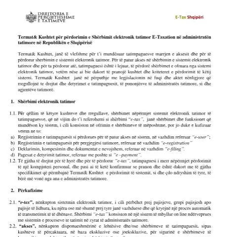 Document preview: Informacione të Rëndësishme për e-Filing — Procedura administrative