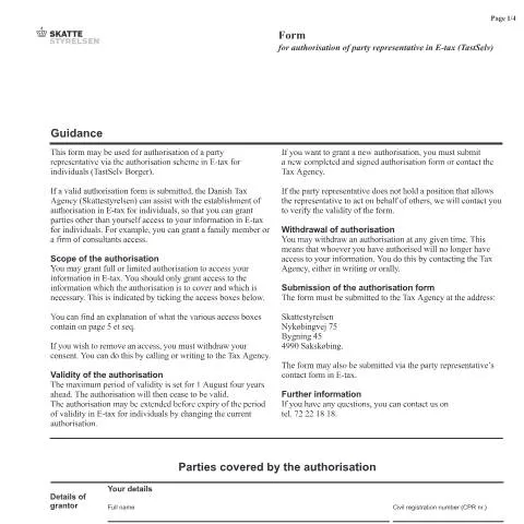 Document preview: Forstå Fuldmagten i E-skat (TastSelv) - 02.052 — Skatter & skat (CERFA n°02.052)