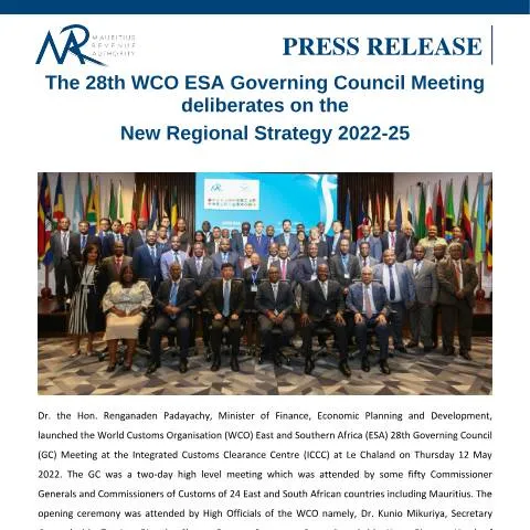 Document preview: Key Highlights from the 28th WCO ESA Governing Council Meeting — Government & admin (CERFA n°PressReleaseWCO130522)