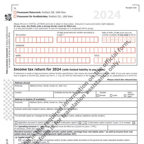 Dokumentvorschau: Leitfaden zur Einkommensteuererklärung 2024 (E7-UK) — Steuern (E7-UK)
