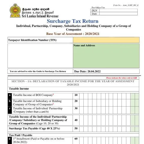 Document preview: Understanding the Surcharge Tax Return Form Asmt_SURT_001_E — Taxes (CERFA n°Asmt_SURT_001)