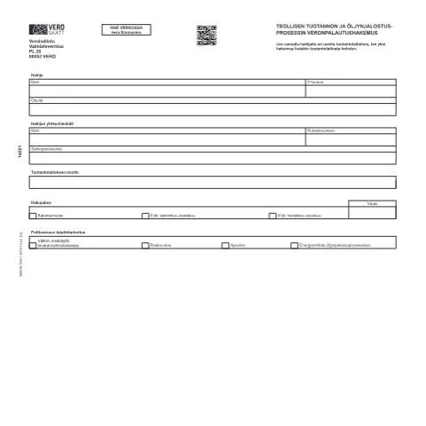 Document preview: Miksi Teollisen tuotannon ja öljynjalostuksen veronpalautushakemus on — Verot & verotus (CERFA n°Vero 1455)