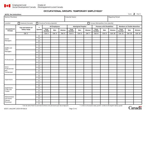 Document preview: Understanding Form 2C for Temporary Employees in Canada — Work & employment (CERFA n°LAB1199C)