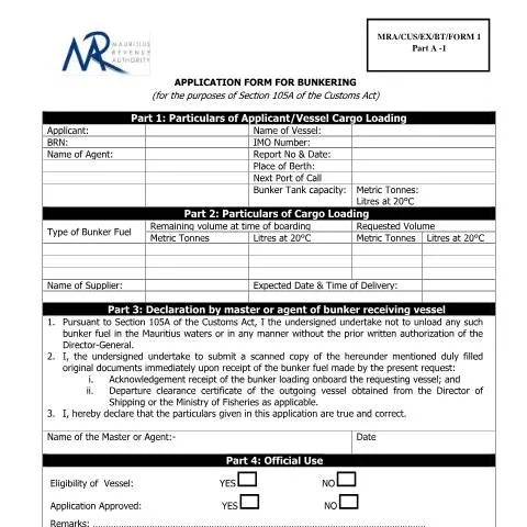 Document preview: Essential Guide to the Bunkering Application Process — Government & admin (CERFA n°BunkeringApplication)
