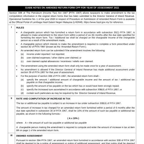 Document preview: Panduan Lengkap untuk Borang Pembetulan CPP 2022 — Cukai & percukaian