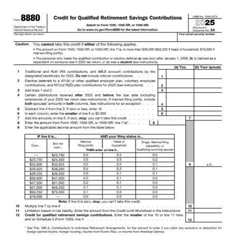 Document preview: Essential Guide to IRS Form 8880 for Retirement Savings — Taxes (CERFA n°8880)