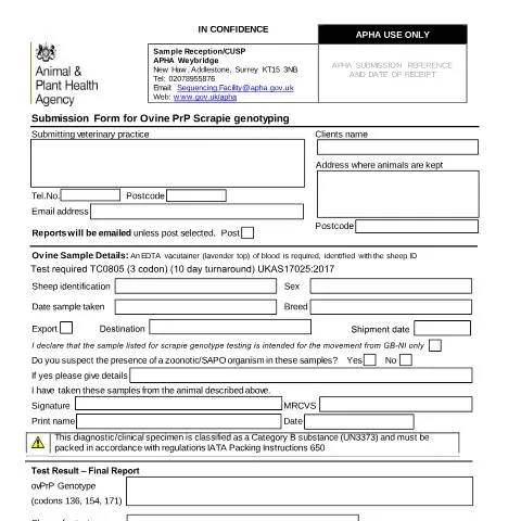 Document preview: Understanding Ovine PrP Scrapie Genotyping for Sheep Health — Government & admin