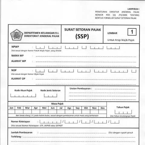 Document preview: Mengapa Surat Setoran Pajak (SSP) Penting untuk Bisnis Anda? — Pajak & perpajakan (CERFA n°ID-DJP-PER-38-PJ-2009-Lampiran-I-Bentuk-SSP-n-Petunjuk-Pengisian)
