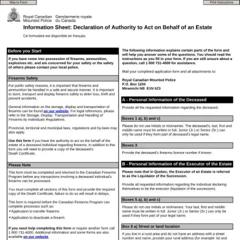 Document preview: Authority to Manage Firearms of Deceased Estate — Legal & justice (6016e)