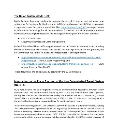 Document preview: Understanding the NCTS - P5 Document in Customs Procedures — Customs & trade (CERFA n°ncts-p5-introduction)