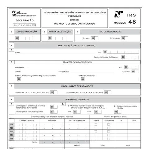 Pré-visualização do documento Modelo 48: Implicações Fiscais da Transferência de Residência — Impostos (CERFA n°Modelo 48)