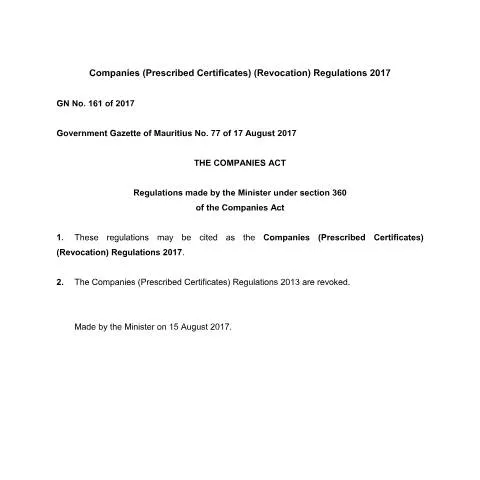 Document preview: The Importance of GN. 161 of 2017 in Mauritius Business Regulations — Government & admin (GN.-161-of-2017)