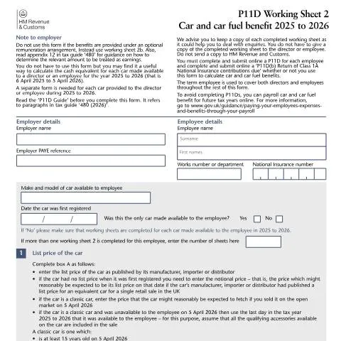 Document preview: Understanding P11D WS2: Company Car Benefit Tax Calculations — Taxes