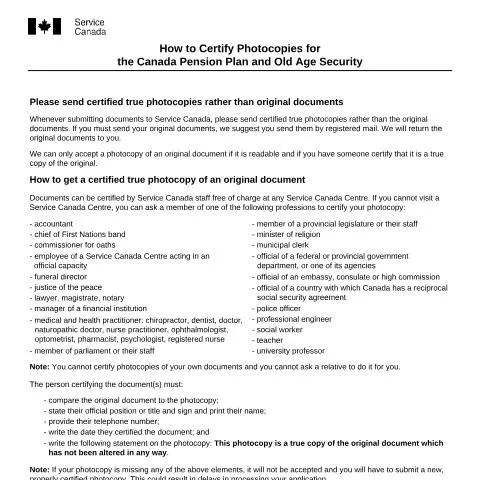 Document preview: Mastering the Certification of Photocopies for Canadian Income — Government & admin (CERFA n°ISP1730OAS)