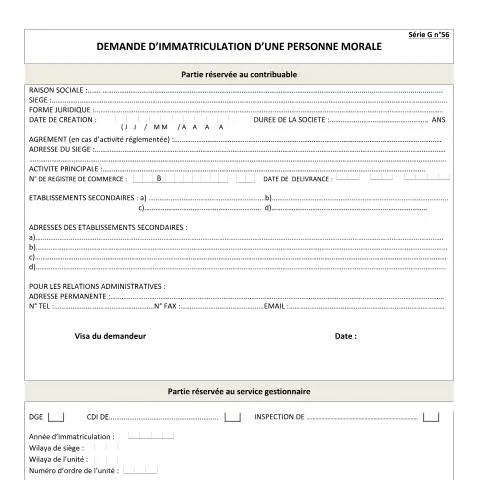 Aperçu du document Immatriculation d'une Personne Morale : Guide Pratique — Entreprise & professionnels (CERFA n°N 56 Demande d Immatriculation d une personne morale)