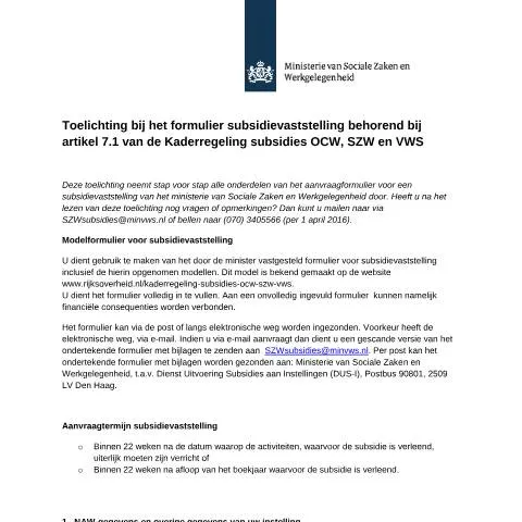 Documentvoorvertoning: Diepte-analyse van het SZW-subsidie formulier — Overheid & administratie